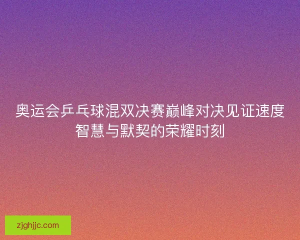 奥运会乒乓球混双决赛巅峰对决见证速度智慧与默契的荣耀时刻 奥运会乒乓球混双决赛巅峰对决见证速度智慧与默契的荣耀时刻