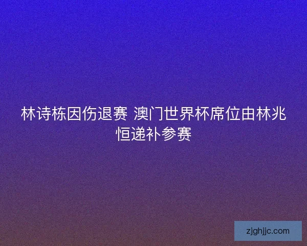 林诗栋因伤退赛 澳门世界杯席位由林兆恒递补参赛