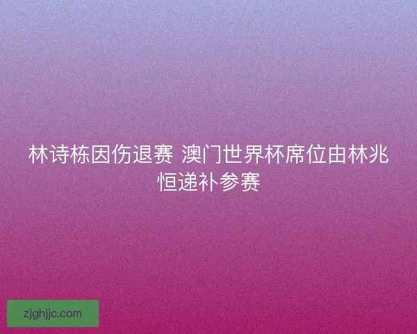 林诗栋因伤退赛 澳门世界杯席位由林兆恒递补参赛